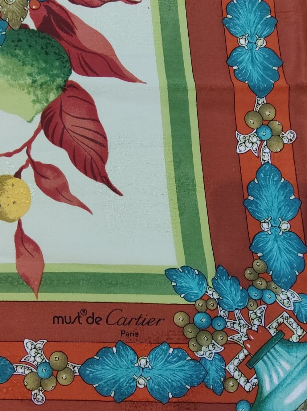 Cartier vintage floral silk Must de Cartier large scarf EUC - Picture 2 of 9